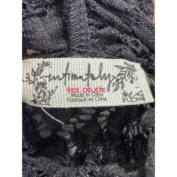 Free People Day And Night Black Lace Bodysuit Stretchy High Neck Size Large - Picture 8 of 10